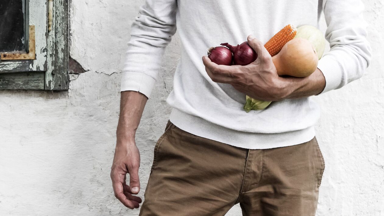 Man with healthy diet for potency